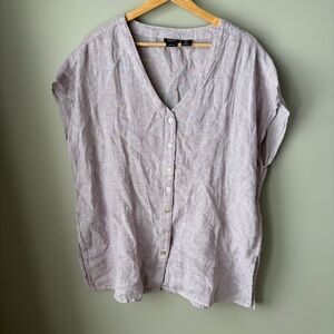 Jones & Co 100% Linen Sleeveless Button Front Shirt Womens SZ L Lavender Purple